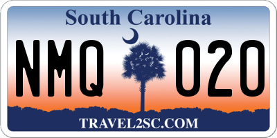 SC license plate NMQ020