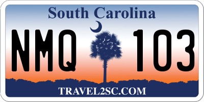 SC license plate NMQ103