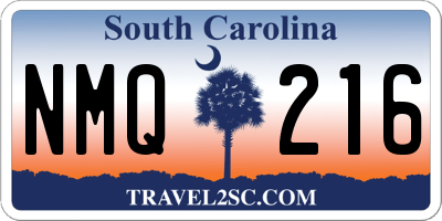 SC license plate NMQ216