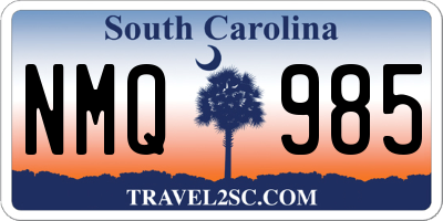 SC license plate NMQ985