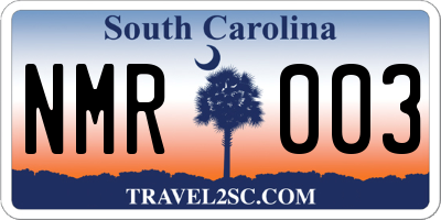 SC license plate NMR003
