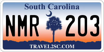 SC license plate NMR203