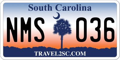SC license plate NMS036
