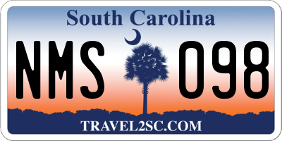 SC license plate NMS098