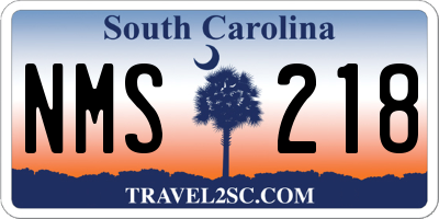 SC license plate NMS218