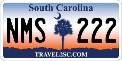 SC license plate NMS222