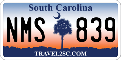 SC license plate NMS839