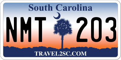 SC license plate NMT203