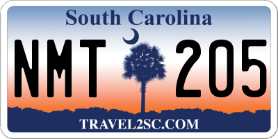 SC license plate NMT205