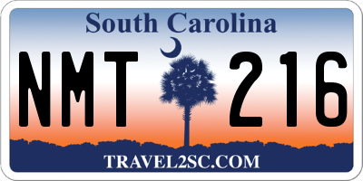 SC license plate NMT216
