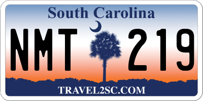 SC license plate NMT219