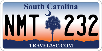 SC license plate NMT232