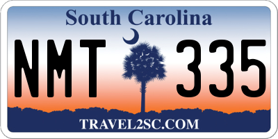 SC license plate NMT335