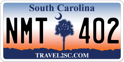 SC license plate NMT402