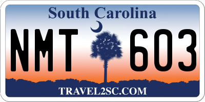 SC license plate NMT603
