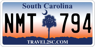 SC license plate NMT794