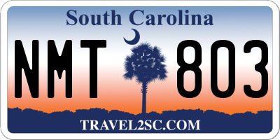 SC license plate NMT803