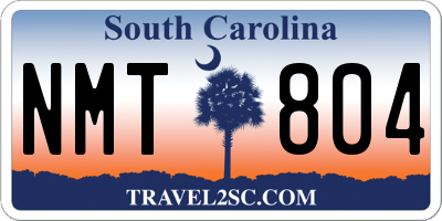 SC license plate NMT804