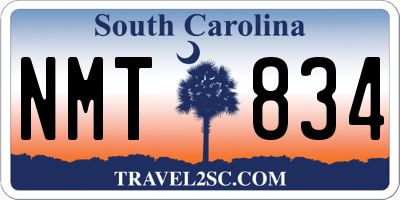 SC license plate NMT834
