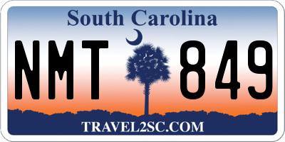 SC license plate NMT849