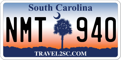 SC license plate NMT940
