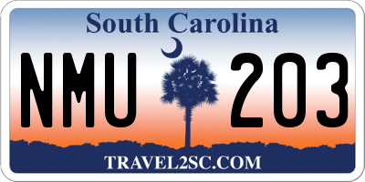 SC license plate NMU203
