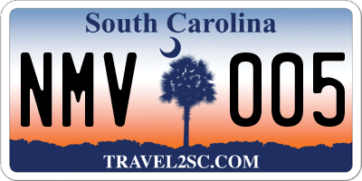 SC license plate NMV005