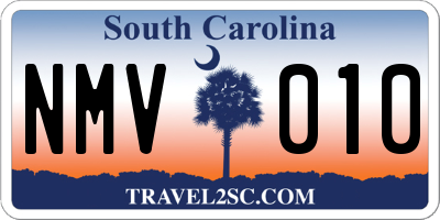 SC license plate NMV010