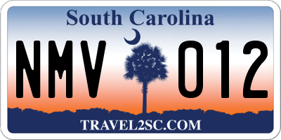 SC license plate NMV012