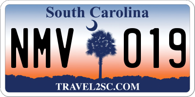 SC license plate NMV019