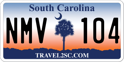 SC license plate NMV104