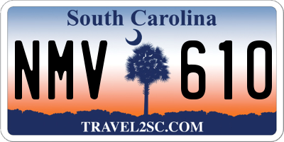 SC license plate NMV610