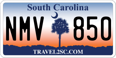 SC license plate NMV850
