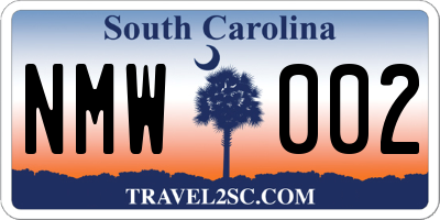 SC license plate NMW002