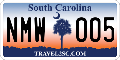 SC license plate NMW005