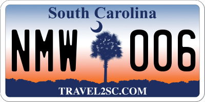 SC license plate NMW006