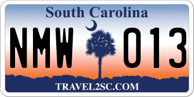 SC license plate NMW013