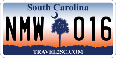 SC license plate NMW016