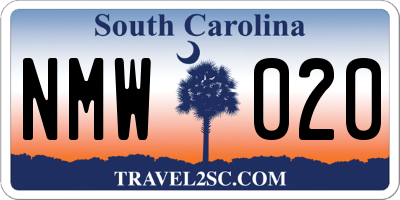 SC license plate NMW020