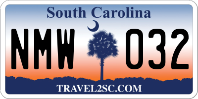 SC license plate NMW032