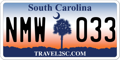 SC license plate NMW033