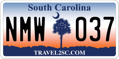 SC license plate NMW037