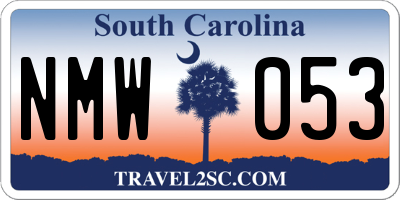 SC license plate NMW053