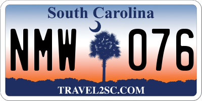 SC license plate NMW076