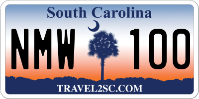 SC license plate NMW100