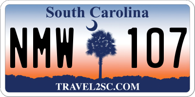 SC license plate NMW107