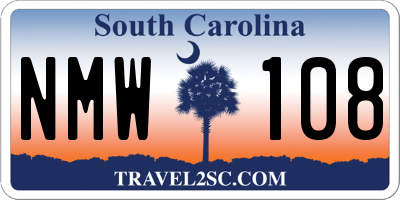 SC license plate NMW108