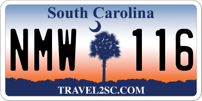 SC license plate NMW116