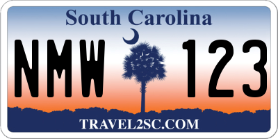 SC license plate NMW123