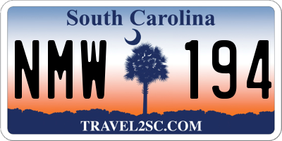SC license plate NMW194